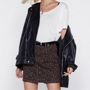 NEW Nasty Gal | Leopard Print Brown Denim Mini Skirt - NWOT - Size Small​​